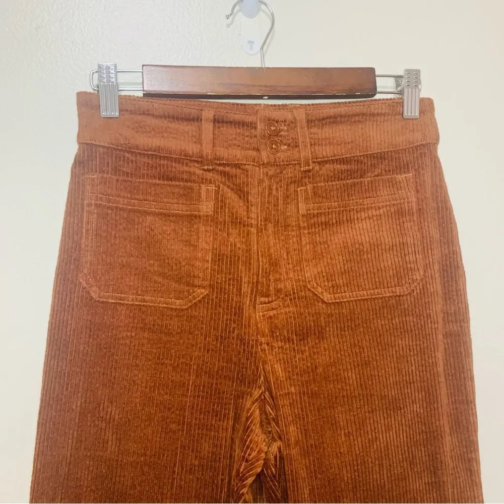 Faherty Brown Corduroy Flared Patch Pocket Pants size 26